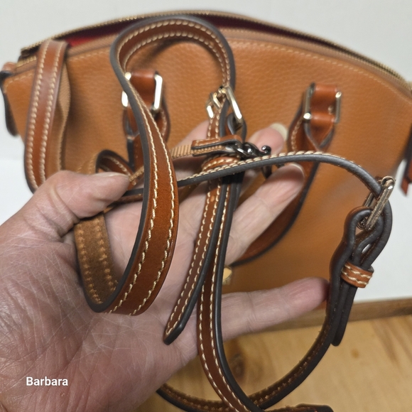 Dooney & Bourke Darcy Carmel 2-Tone Pebble Grain Leather Medium Dome Satchel - Picture 9 of 16